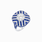 Art Deco Style Geometric Cocktail Ring with Gemstone - Shahin Jewelry